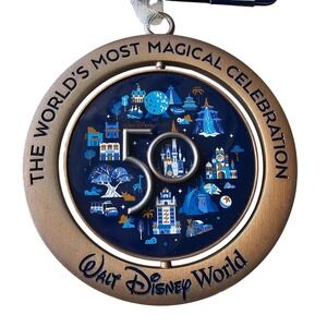 Walt Disney Mickey Mouse World 50th Anniversary Spinner Holiday Ornament NWT